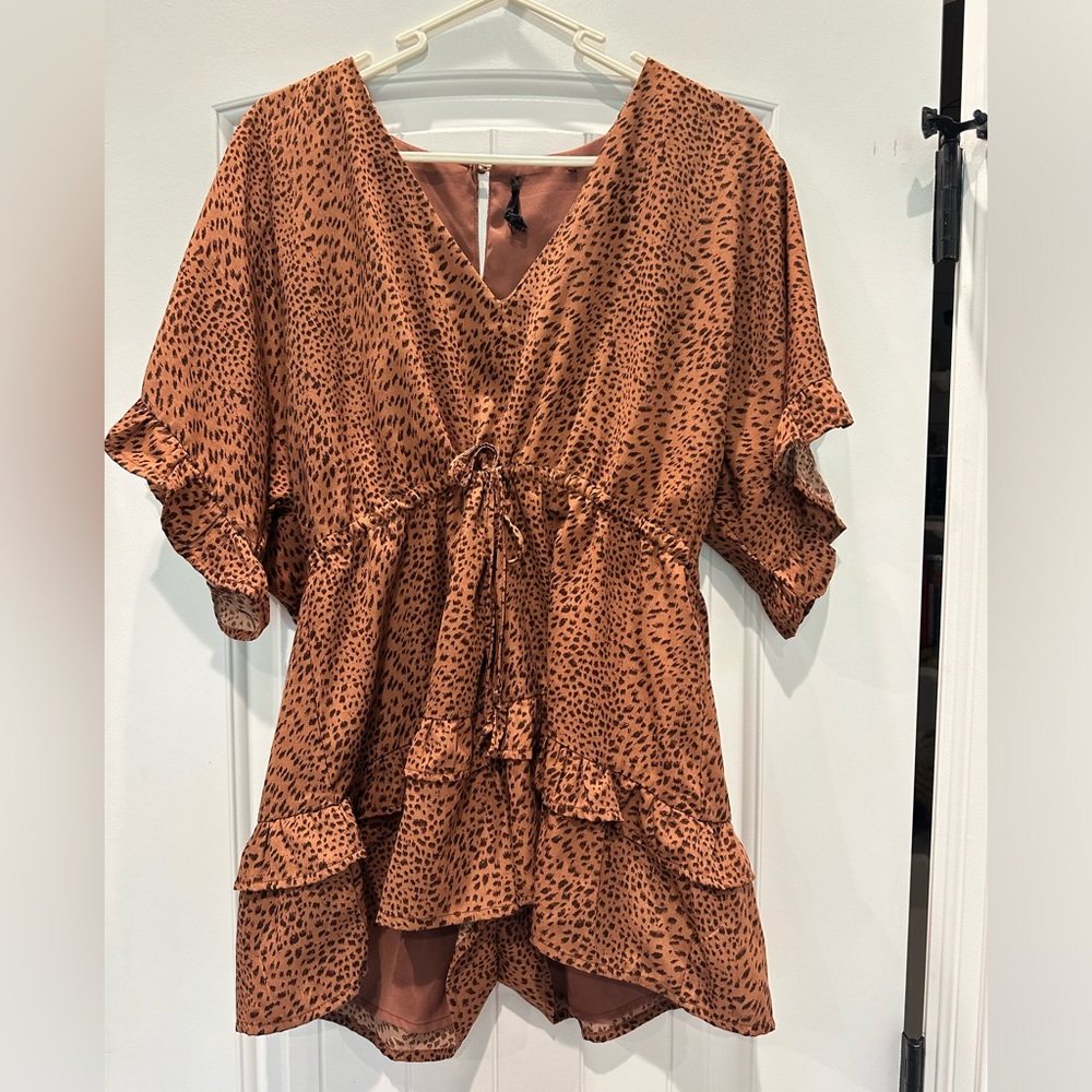 Animal Print V-Neck Romper